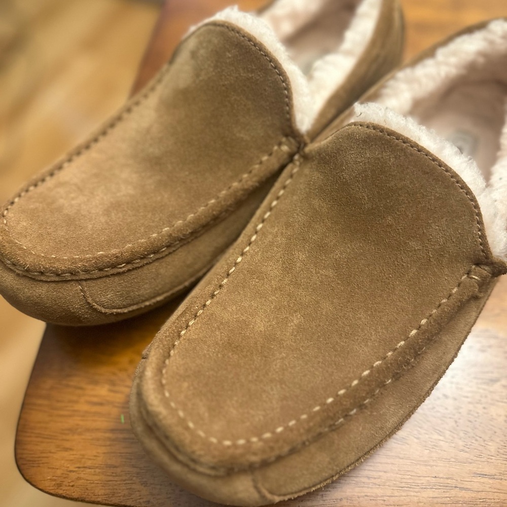 UGG Tan Suede Slip-On Loafers with Cozy Lining